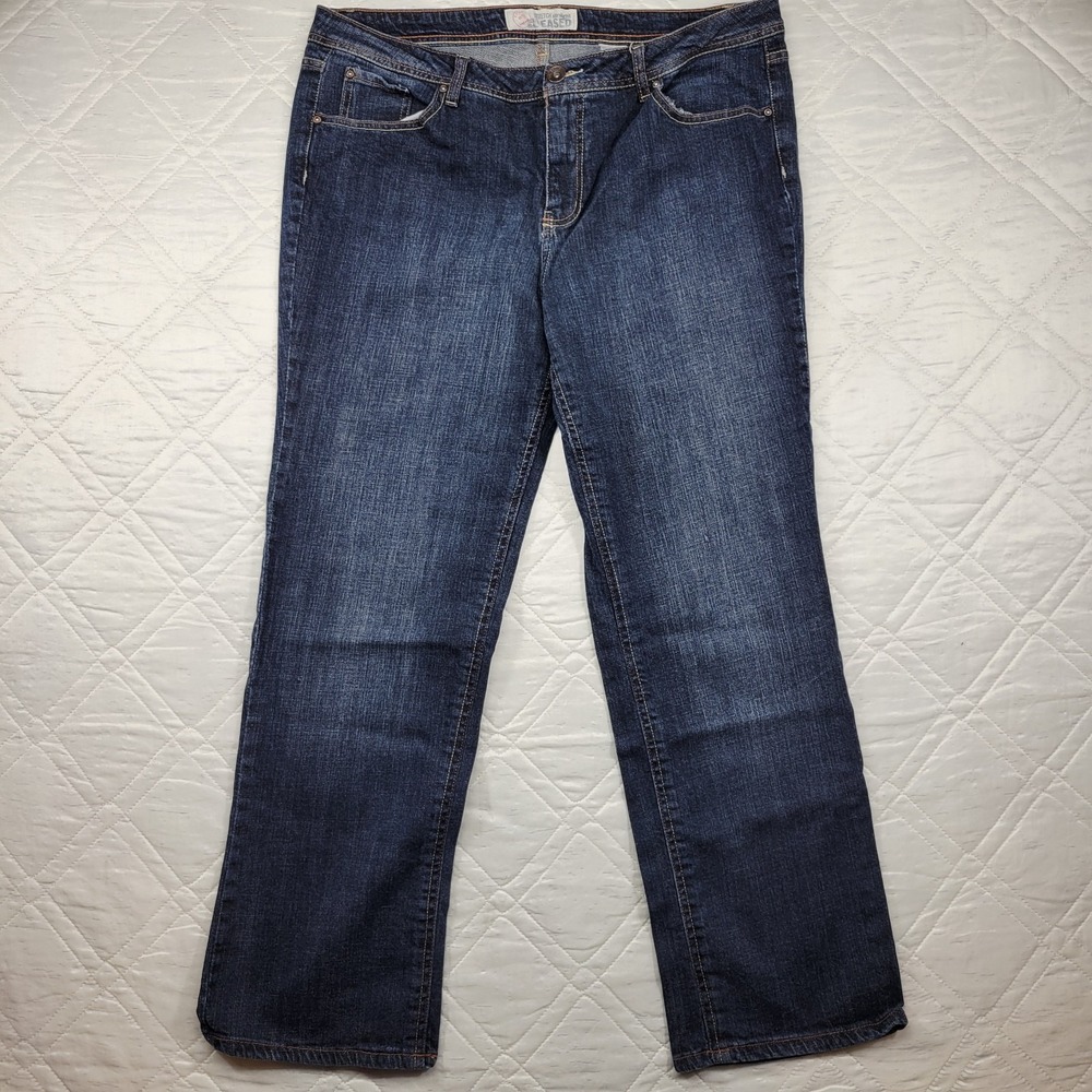 Faded Glory Eased‎ stretch straight blue jeans size 16